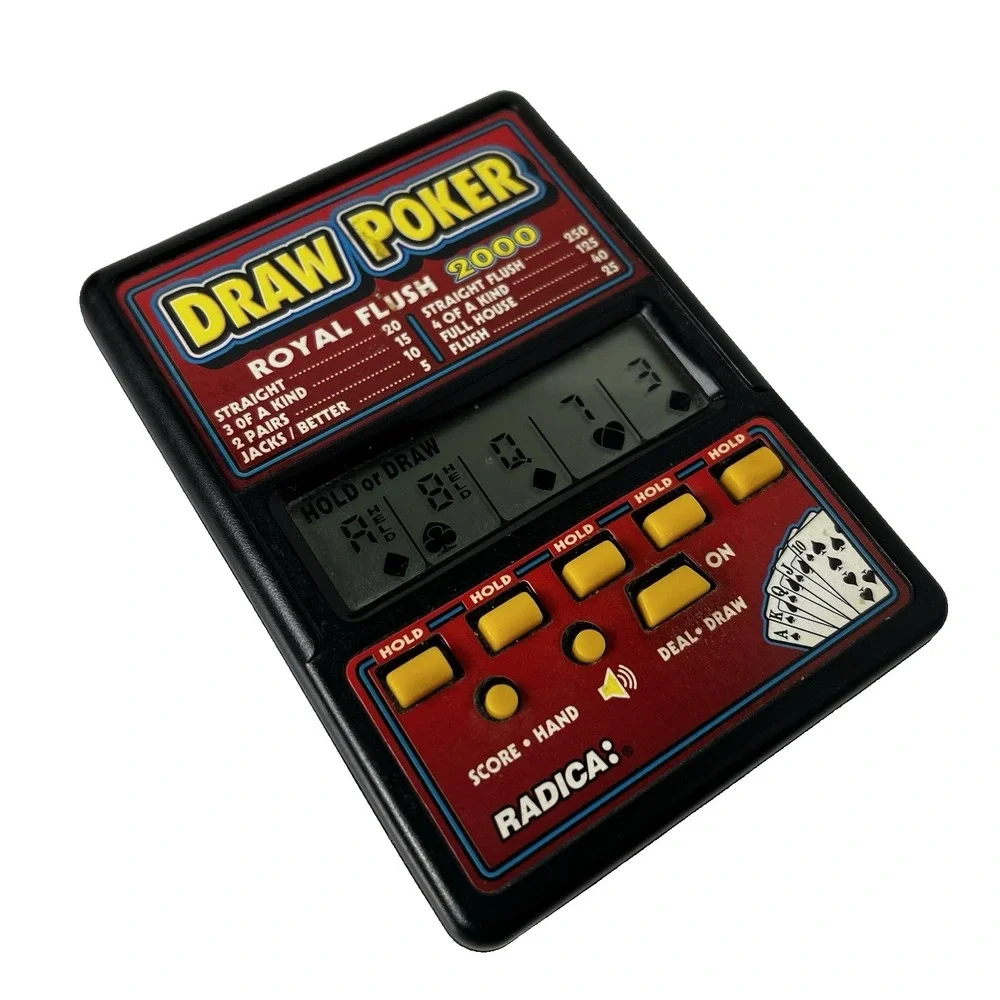 Vintage RADICA Draw‎ Poker Royal Flush 2000 Handheld Electronic Game Working